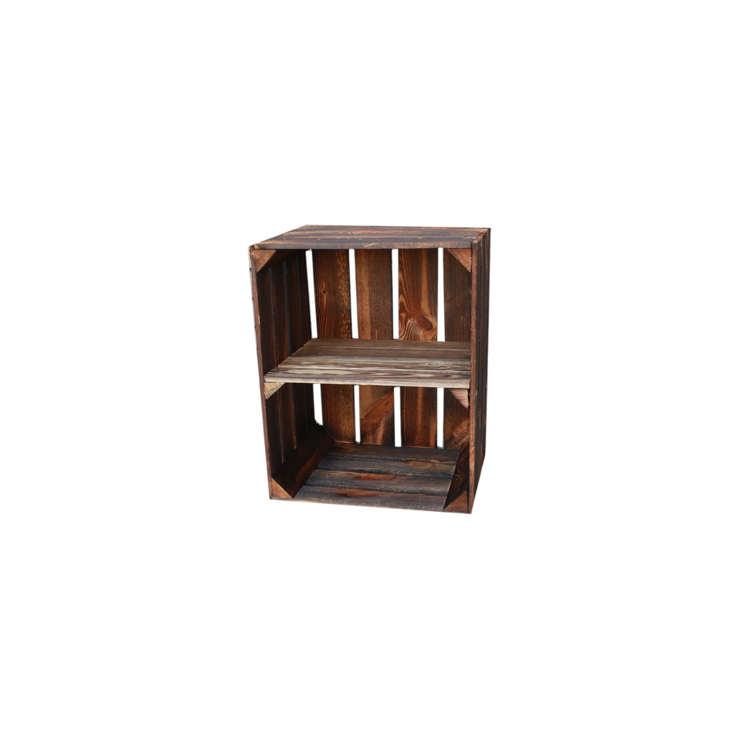 Holzkisten 2er Set 50cm mit Ablage Vintage Geflammt