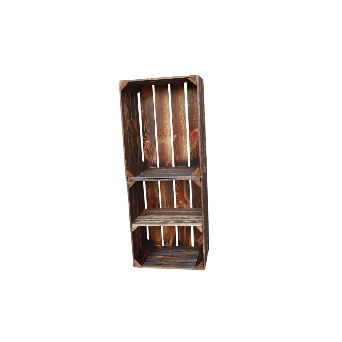 Holzkisten 2er Set 50cm mit Ablage Vintage Geflammt