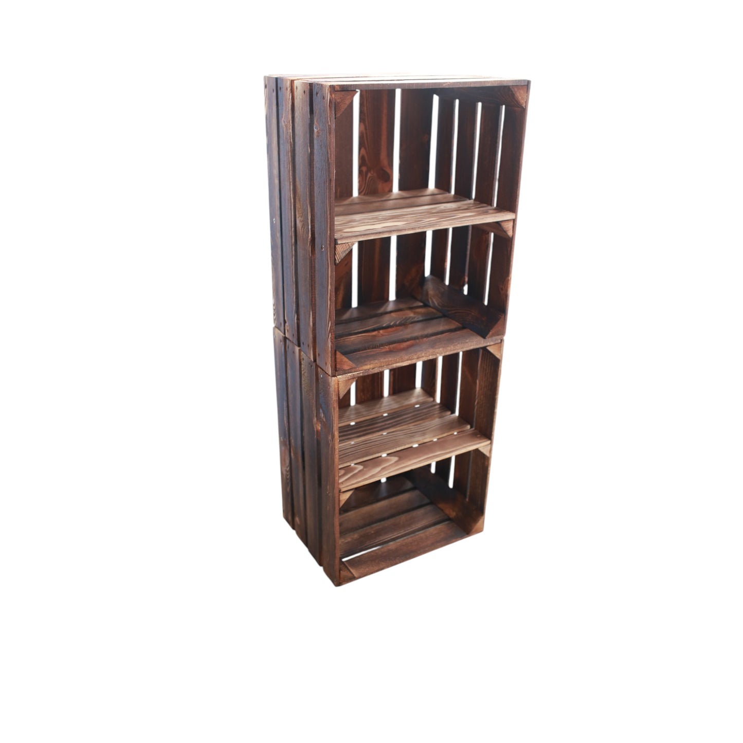 Holzkisten 2er Set 50cm mit Ablage Vintage Geflammt