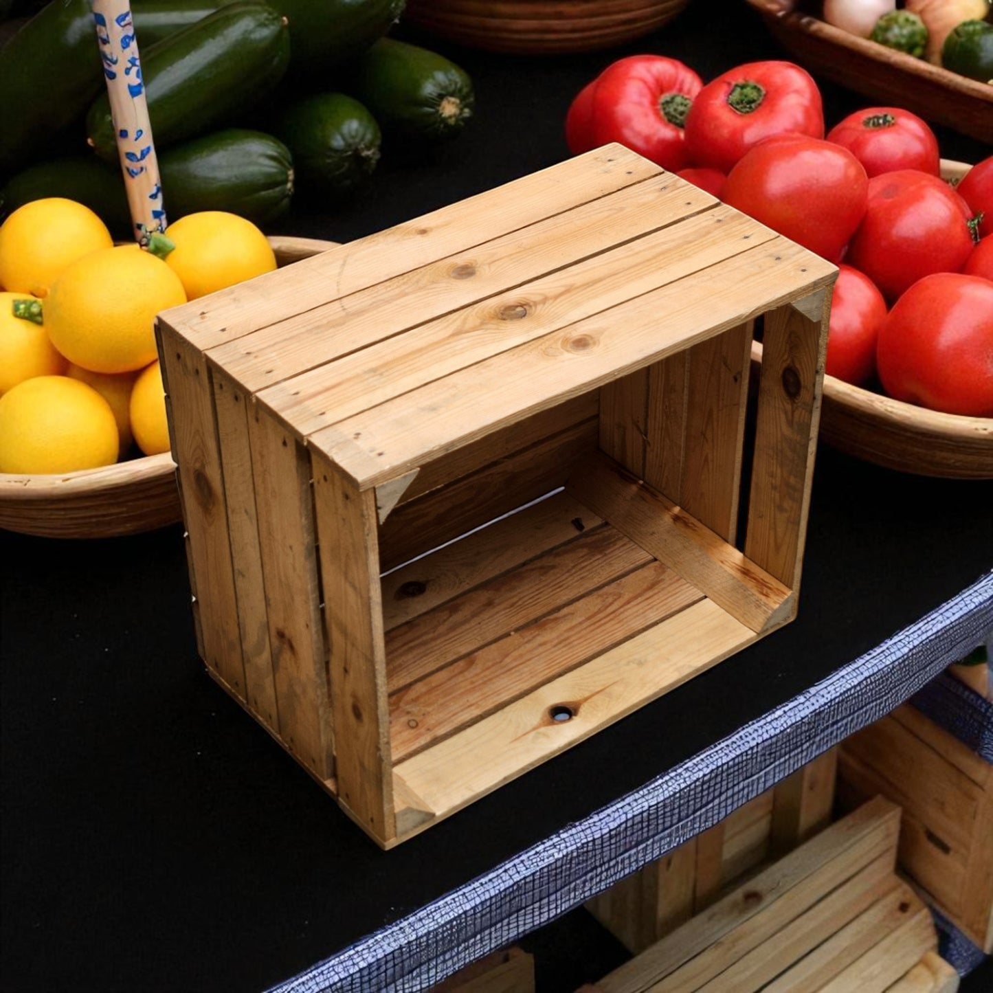 Coffrets en bois lot de 12 50 x 40 x 30cm vintage naturel solide et stable