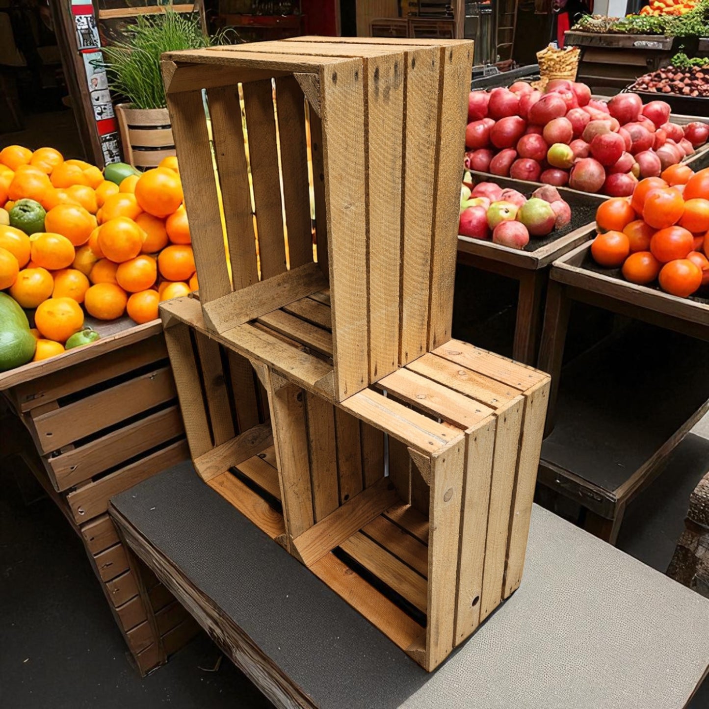Holzkisten 12er Set 50 x 40 x 30cm Vintage Natur massiv und stabil