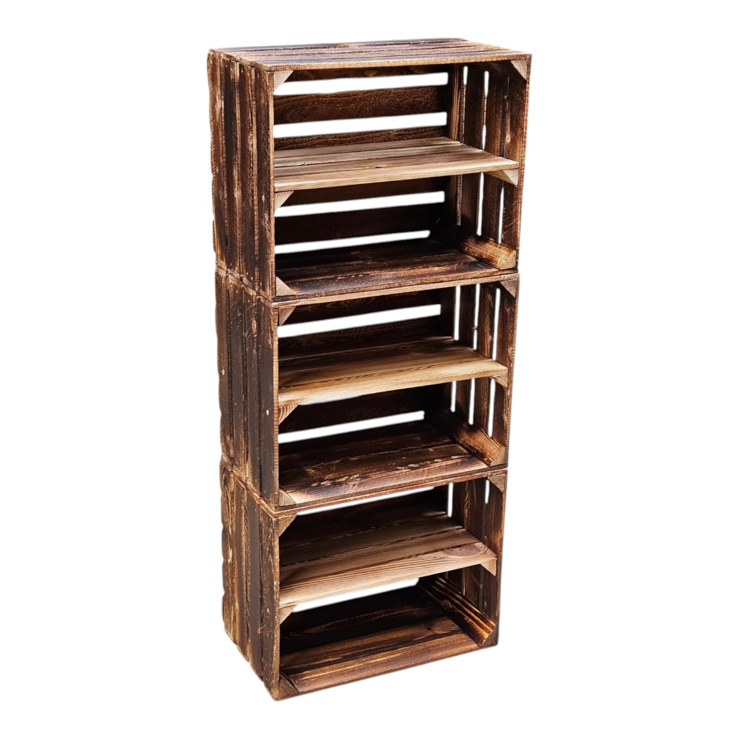 Holzkisten mit Regalfach Lang 50 x 40 x 30cm Vintage Geflammt
