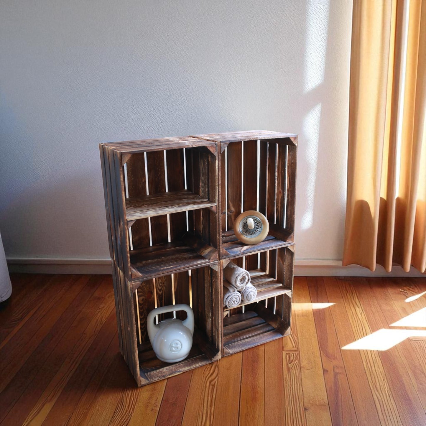 Holzkisten 4er Set Geflammt 50 x 40 x 30cm Regal