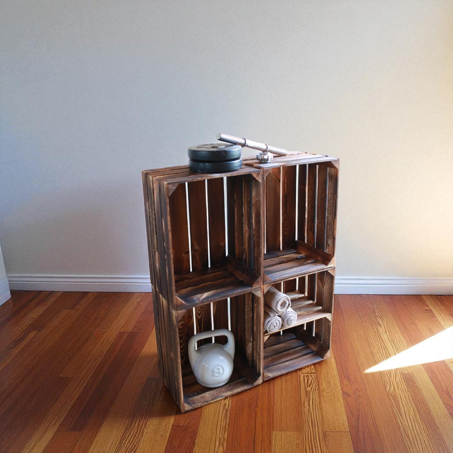 Coffrets en bois lot de 4 flammés 50 x 40 x 30cm étagère