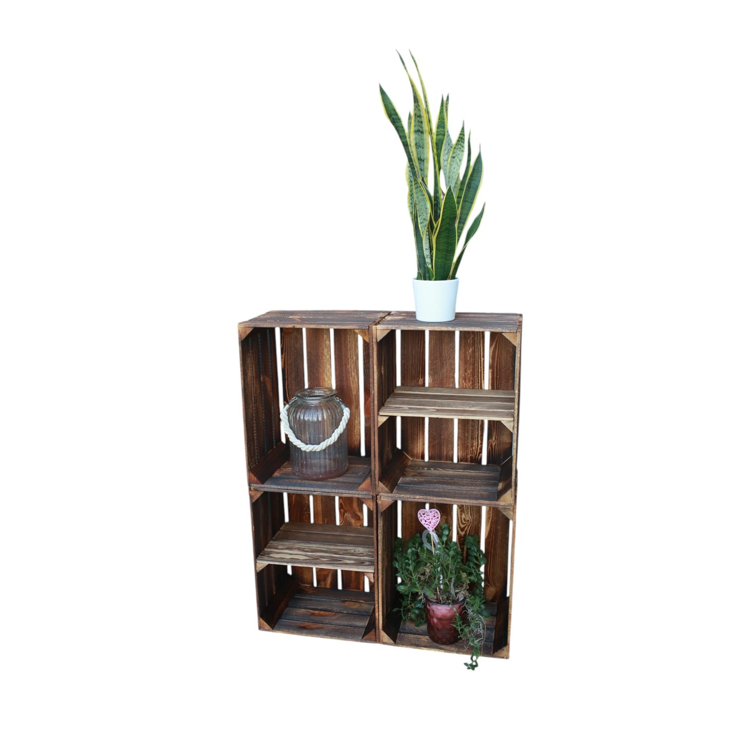 Holzkisten 4er Set Geflammt 50 x 40 x 30cm Regal