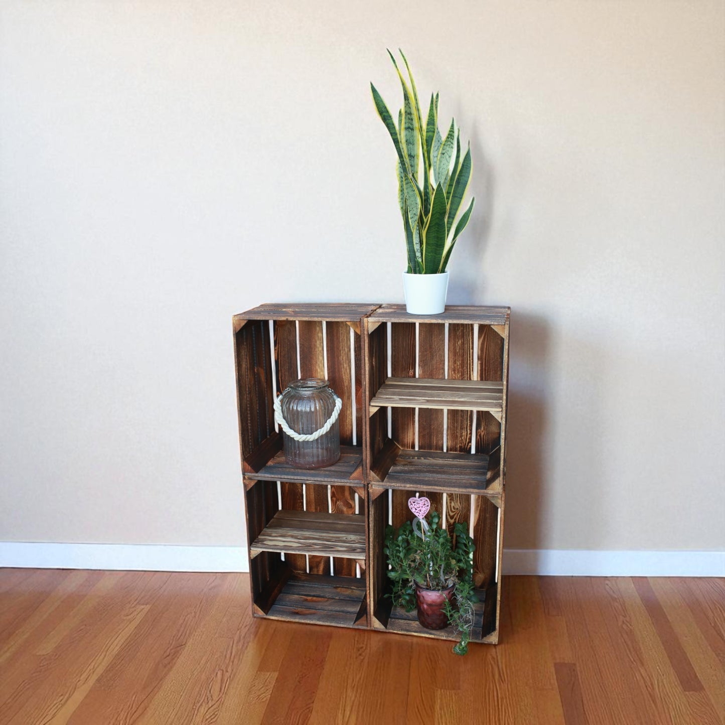 Holzkisten 4er Set Geflammt 50 x 40 x 30cm Regal