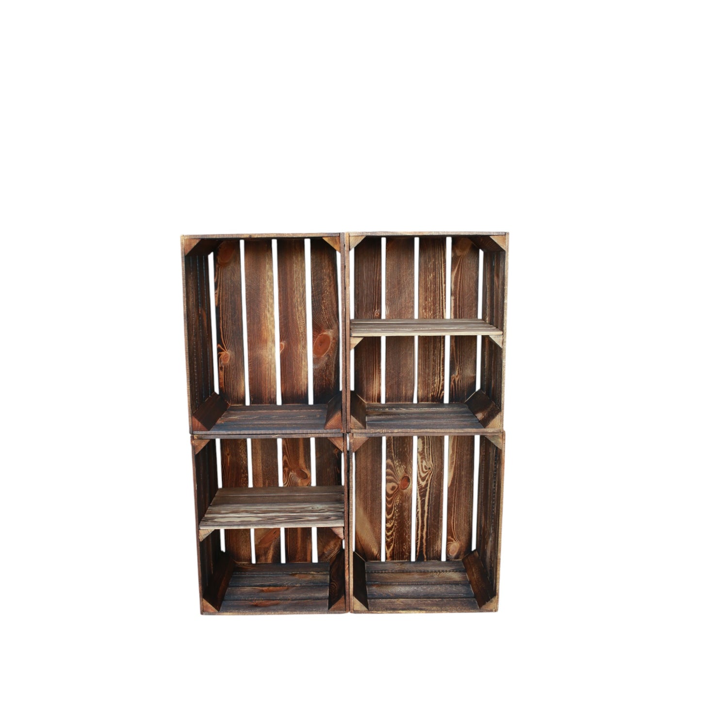 Holzkisten 4er Set Geflammt 50 x 40 x 30cm Regal