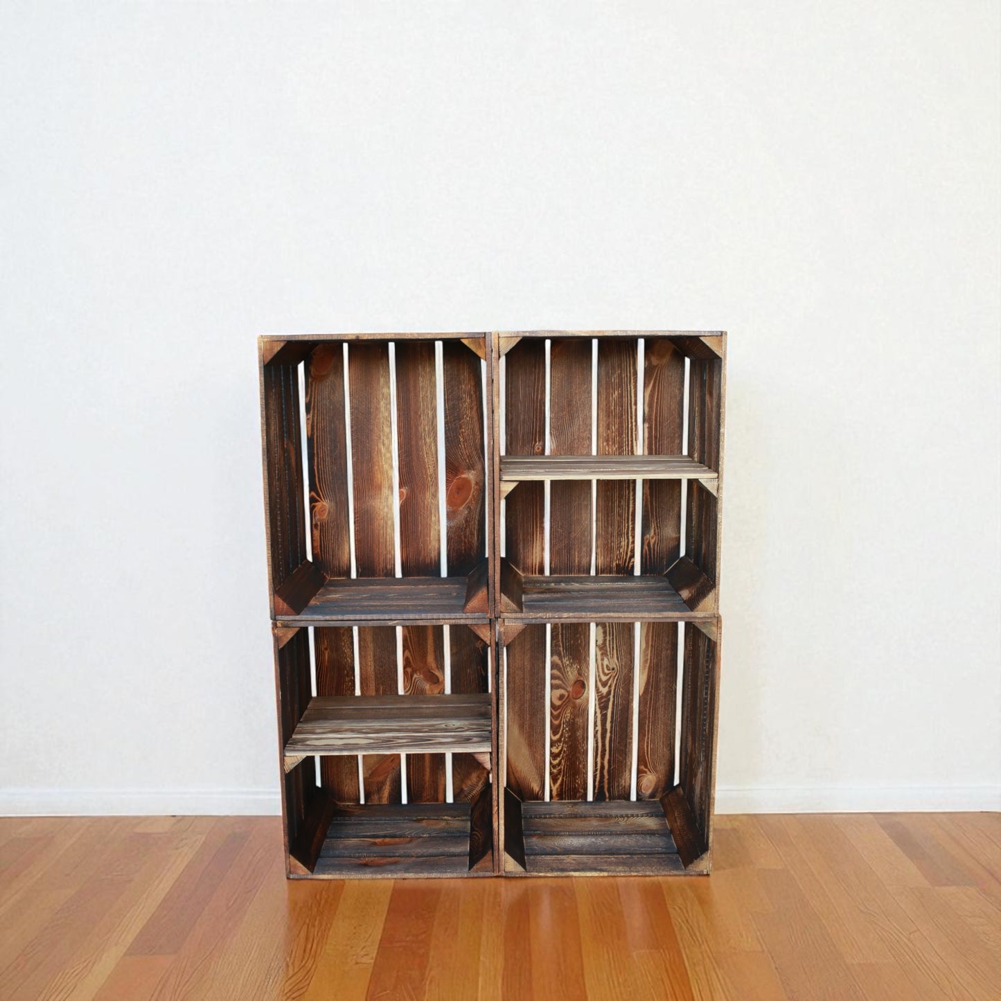 Holzkisten 4er Set Geflammt 50 x 40 x 30cm Regal