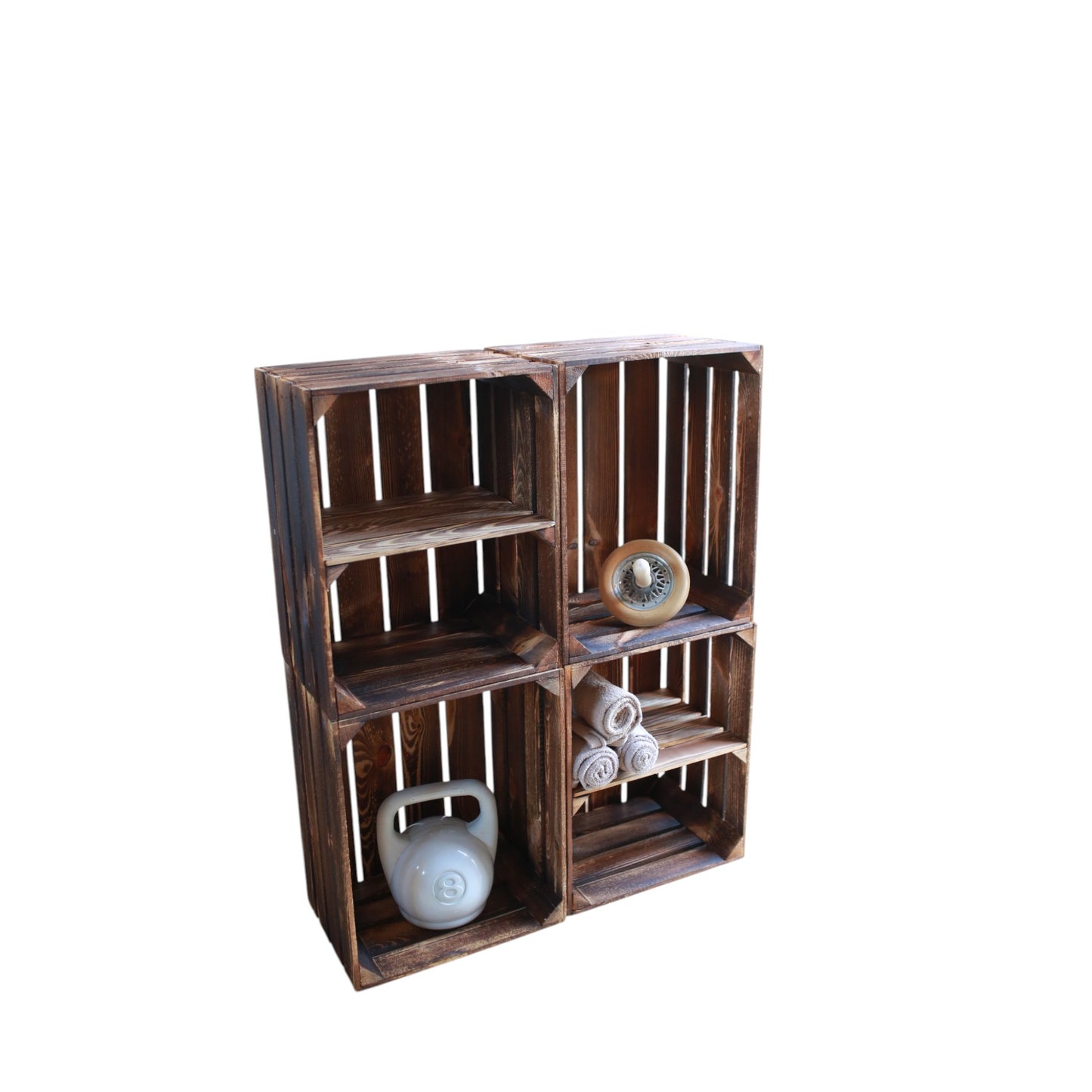 Holzkisten 4er Set Geflammt 50 x 40 x 30cm Regal