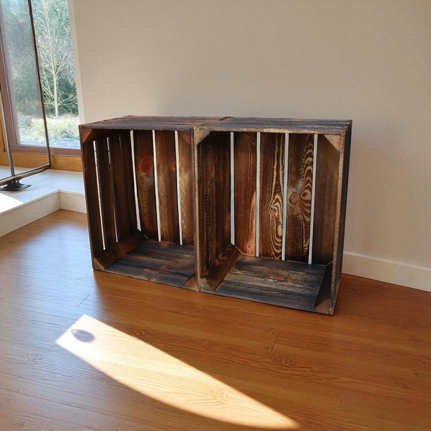 Holzkisten 2er Set Vintage Geflammt 50 x 40 x 30cm