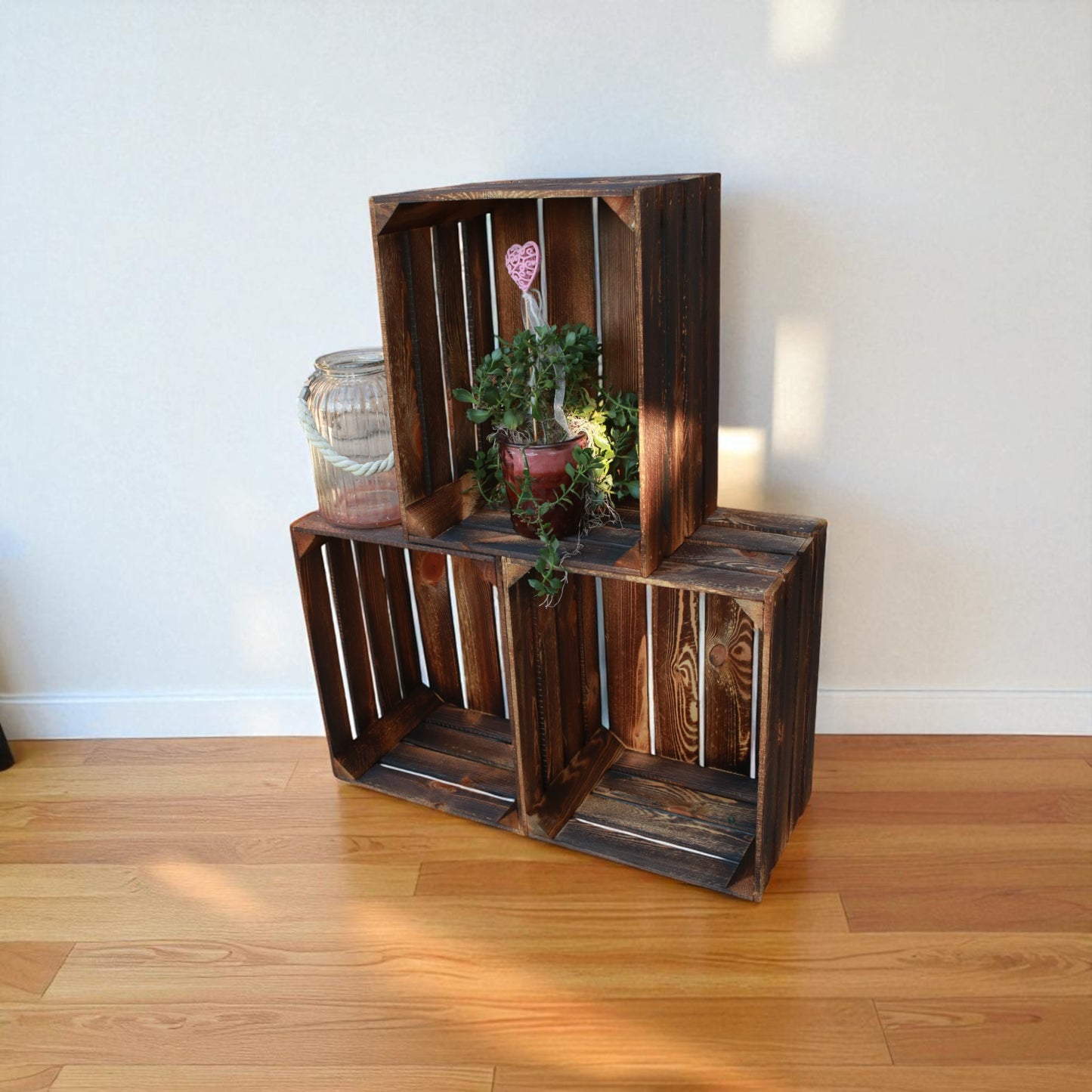 Obstkisten Vintage Geflammt 50 x 40 x 30cm 3 X
