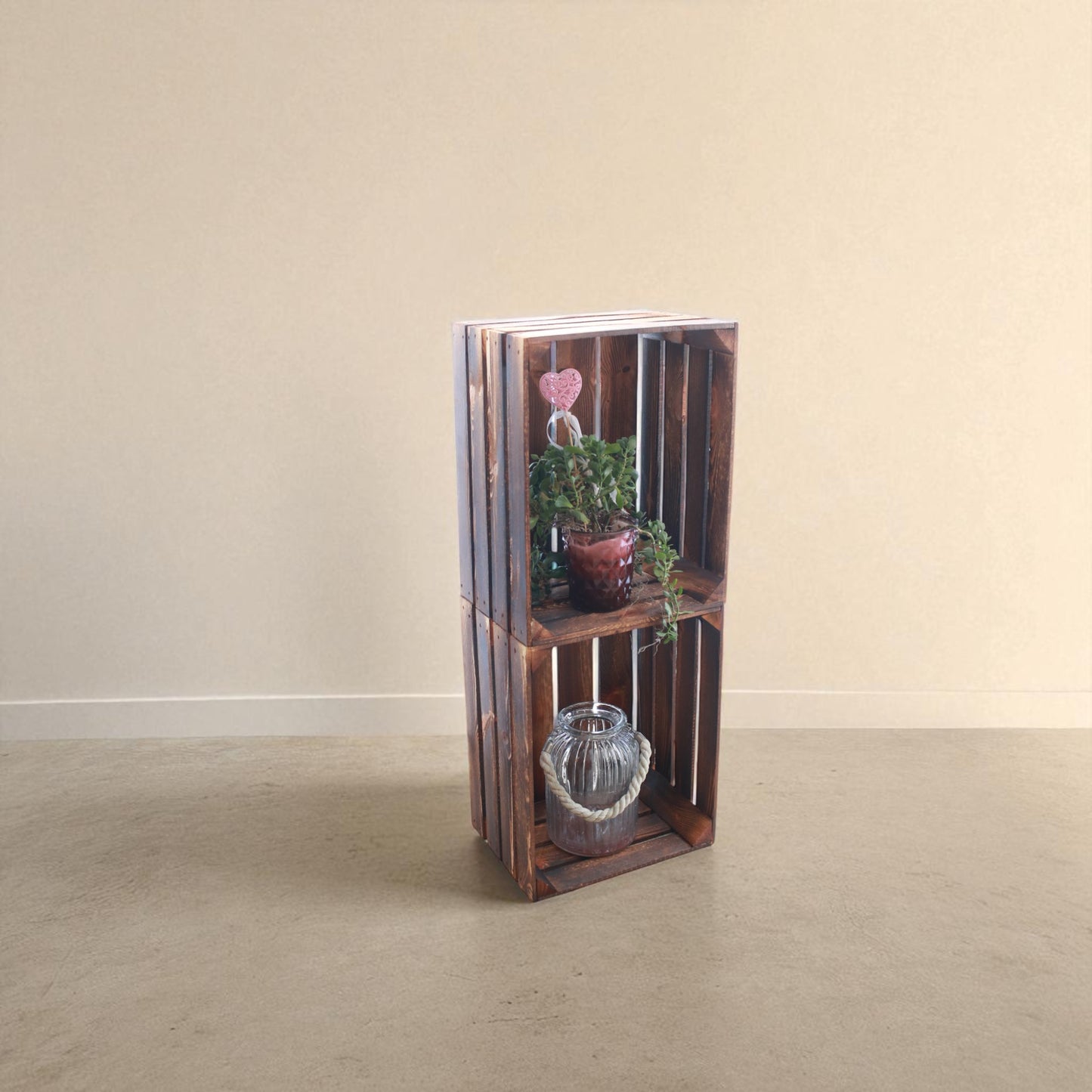 Holzkisten 2er Set Vintage Geflammt 50 x 40 x 30cm