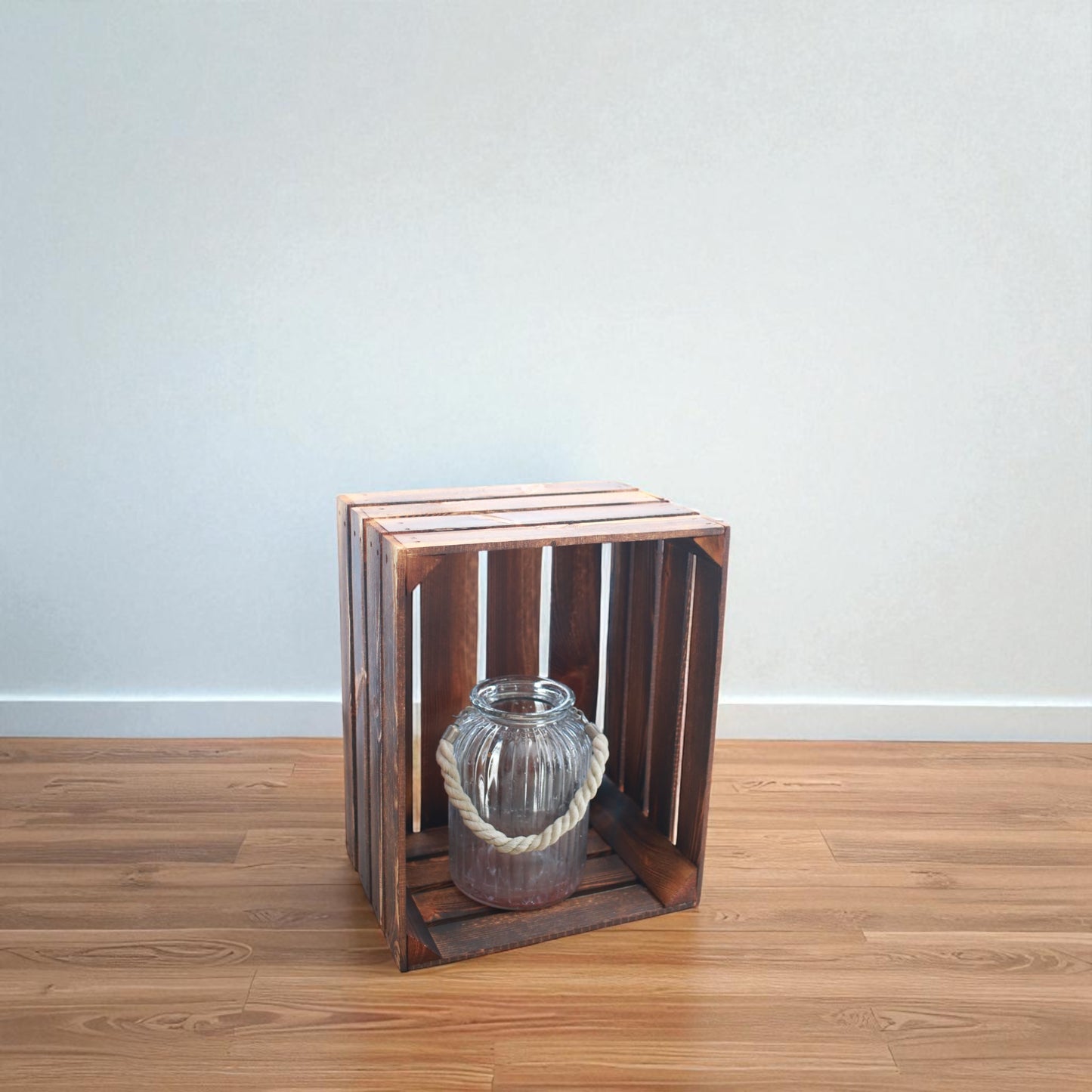 Obstkisten 3er Set Vintage Geflammt 50 x 40 x 30cm mit Regalboden