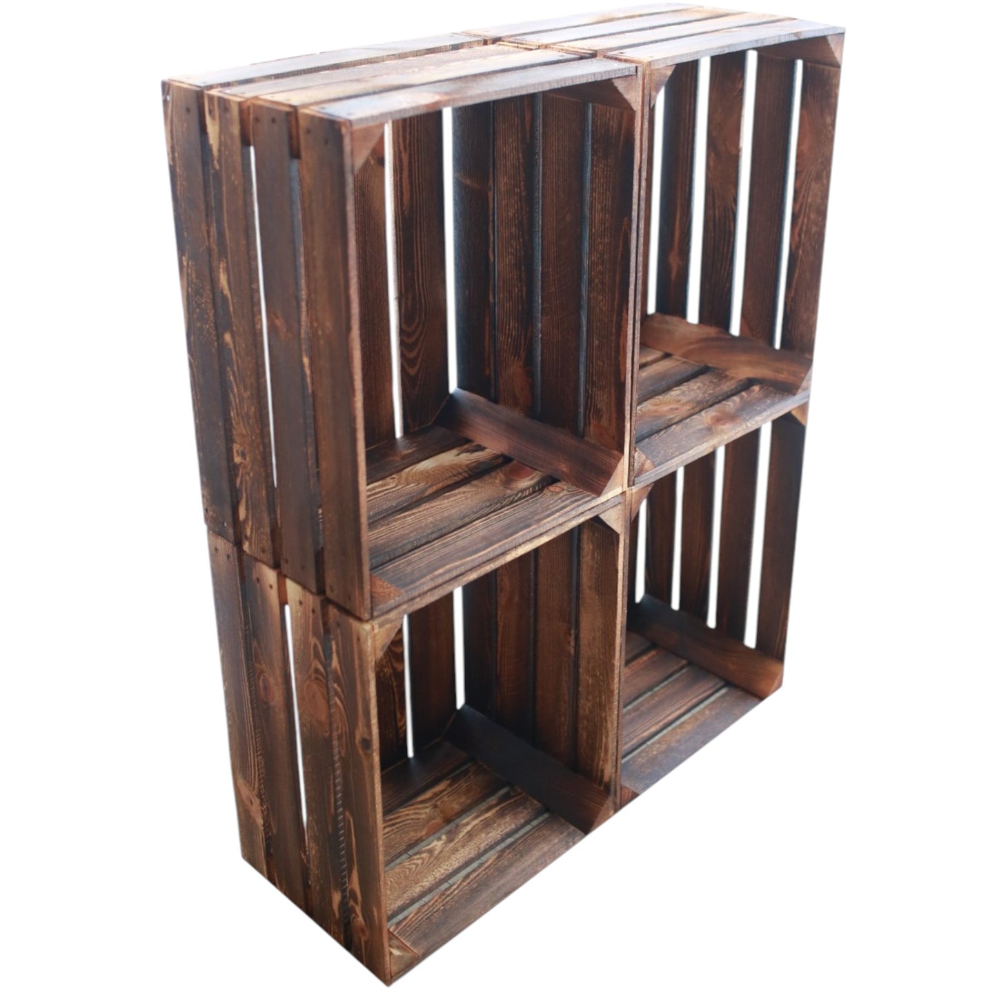 Holzkisten 4er Set Vintage Geflammt 50 x 40 x 30cm