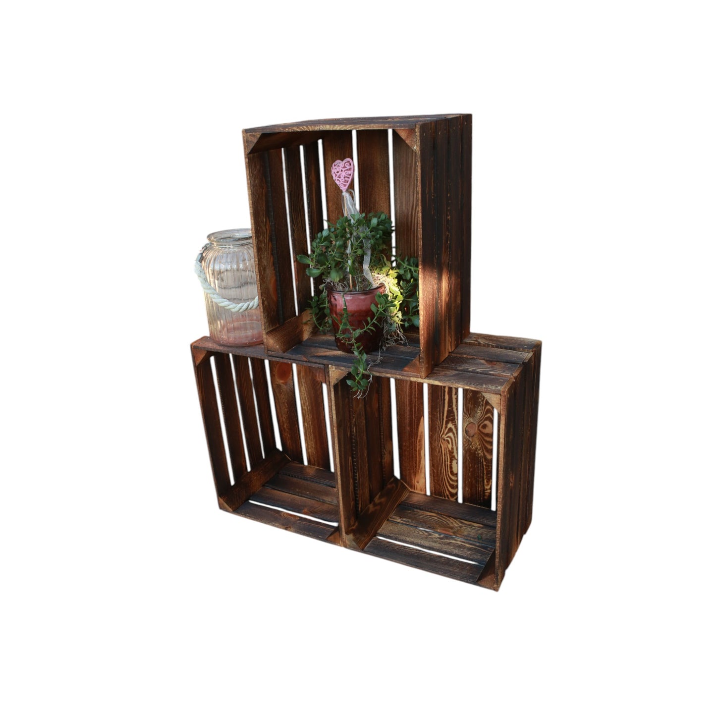 Obstkisten Vintage Geflammt 50 x 40 x 30cm 3 X