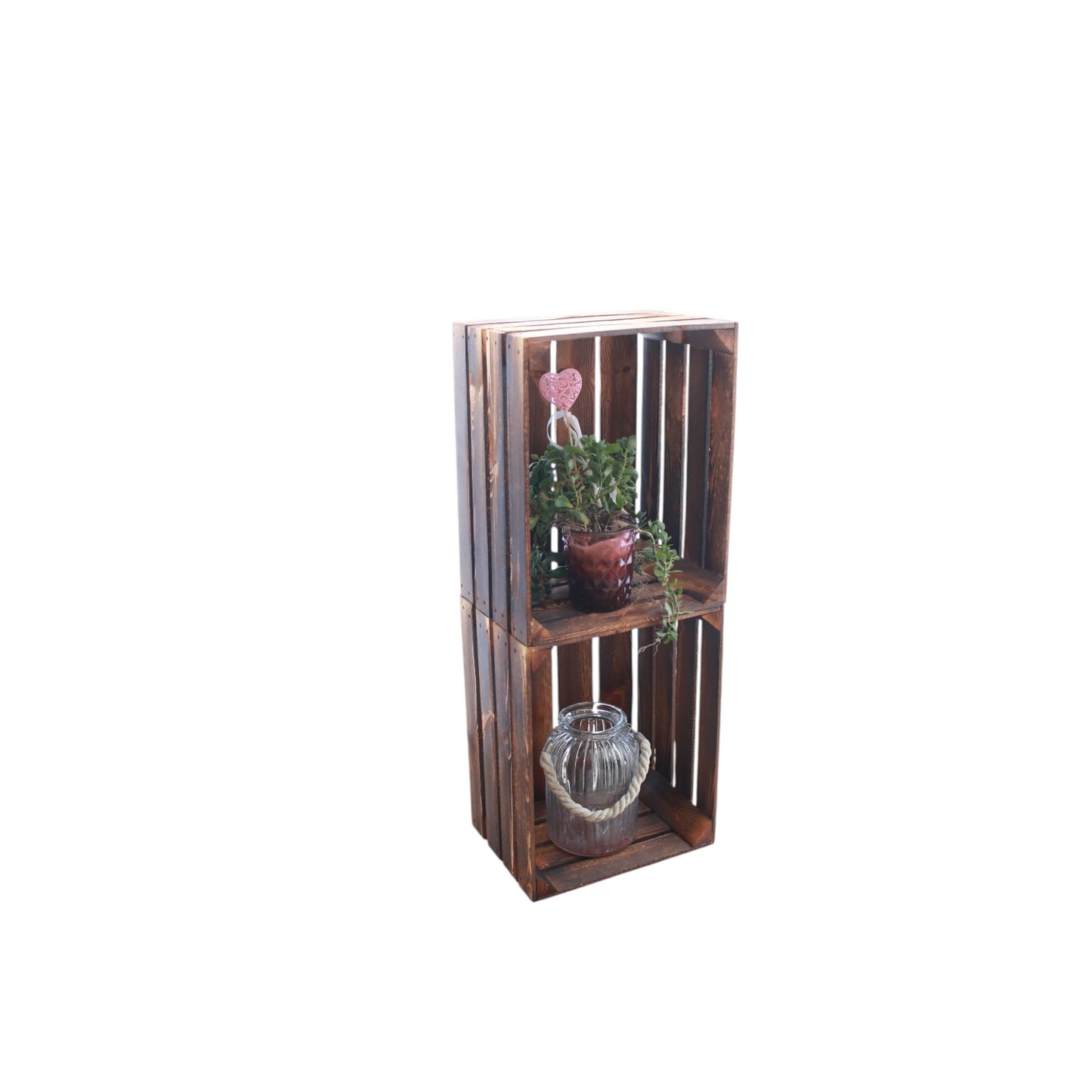 Holzkisten 2er Set Vintage Geflammt 50 x 40 x 30cm