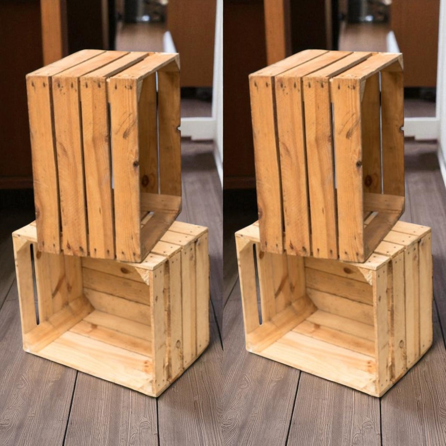 Holzkisten 4er Set 50 x 40 x 30cm Vintage Natur