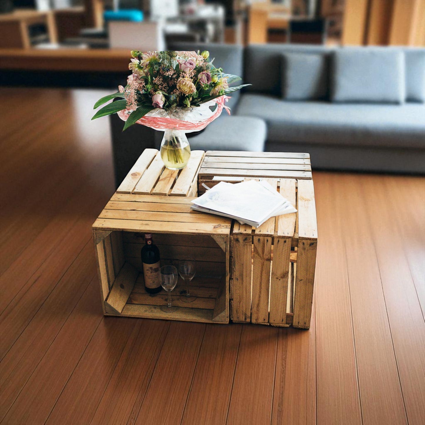 Holzkisten 4er Set 50 x 40 x 30cm Vintage Natur
