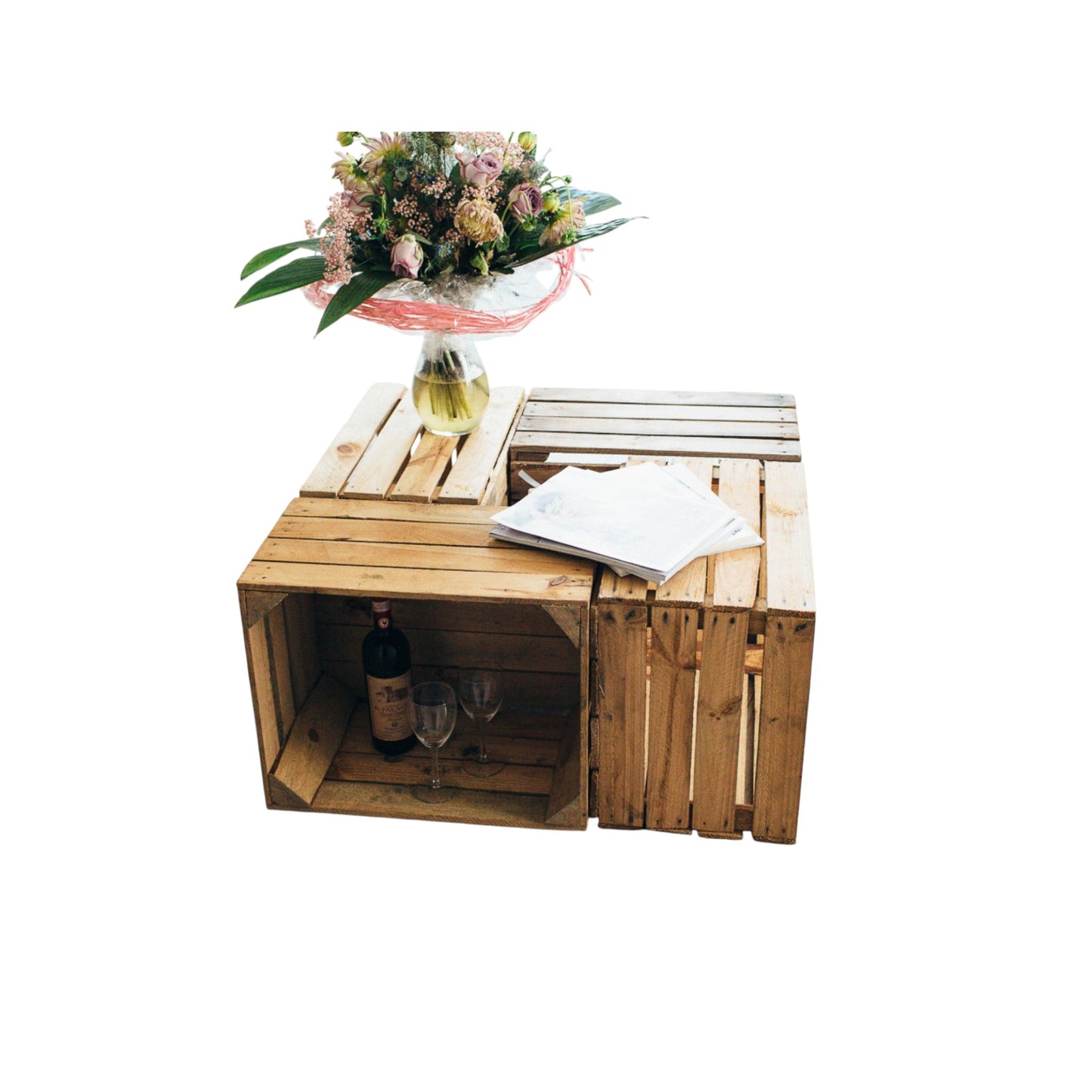 Holzkisten 4er Set 50 x 40 x 30cm Vintage Natur