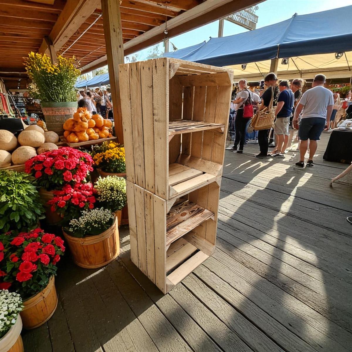 Caisses à fruits avec compartiment de rangement courtes 50 x 40 x 30 cm lot de 2