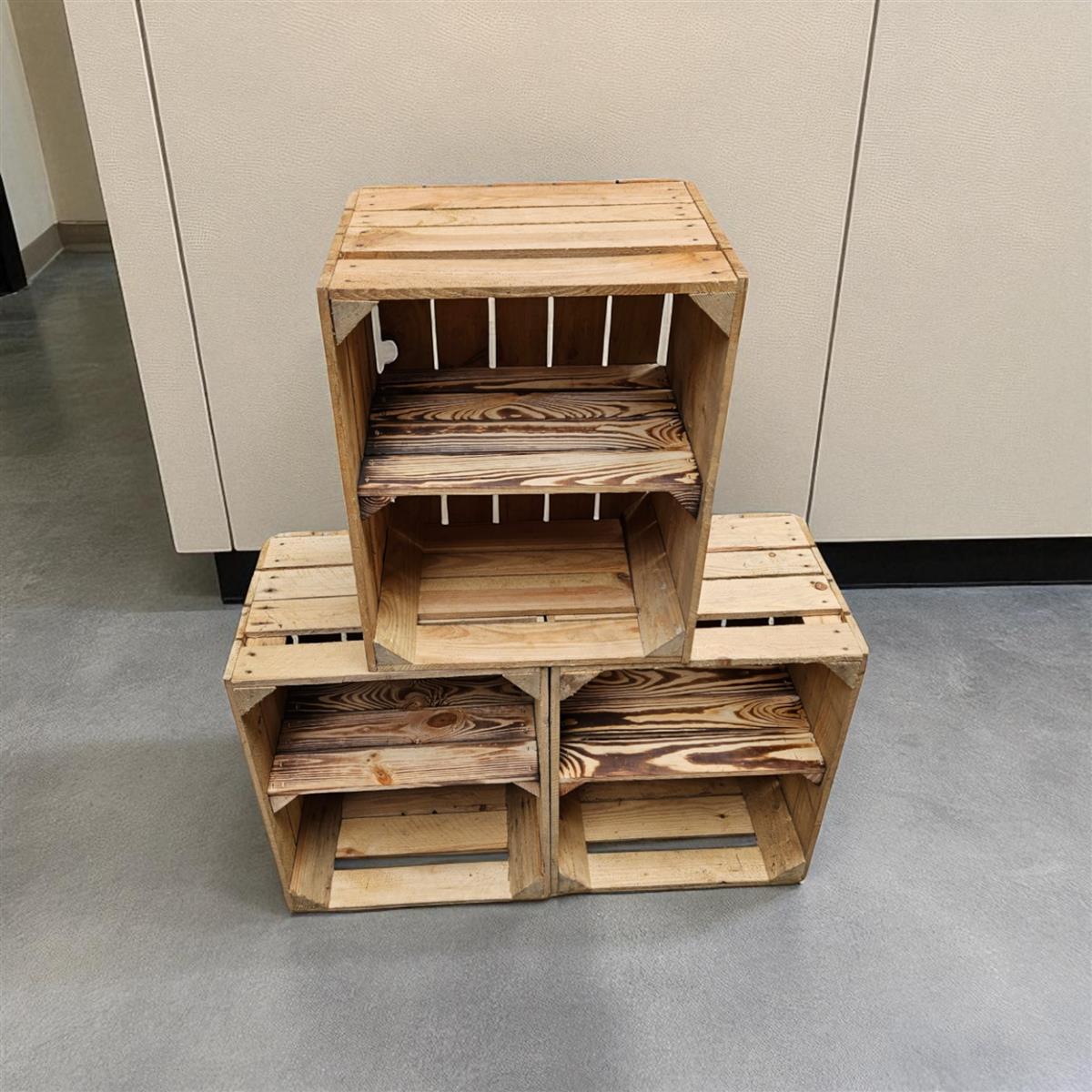 Coffrets en bois vintage lot de 3 50 x 40 x 30cm étagère courte