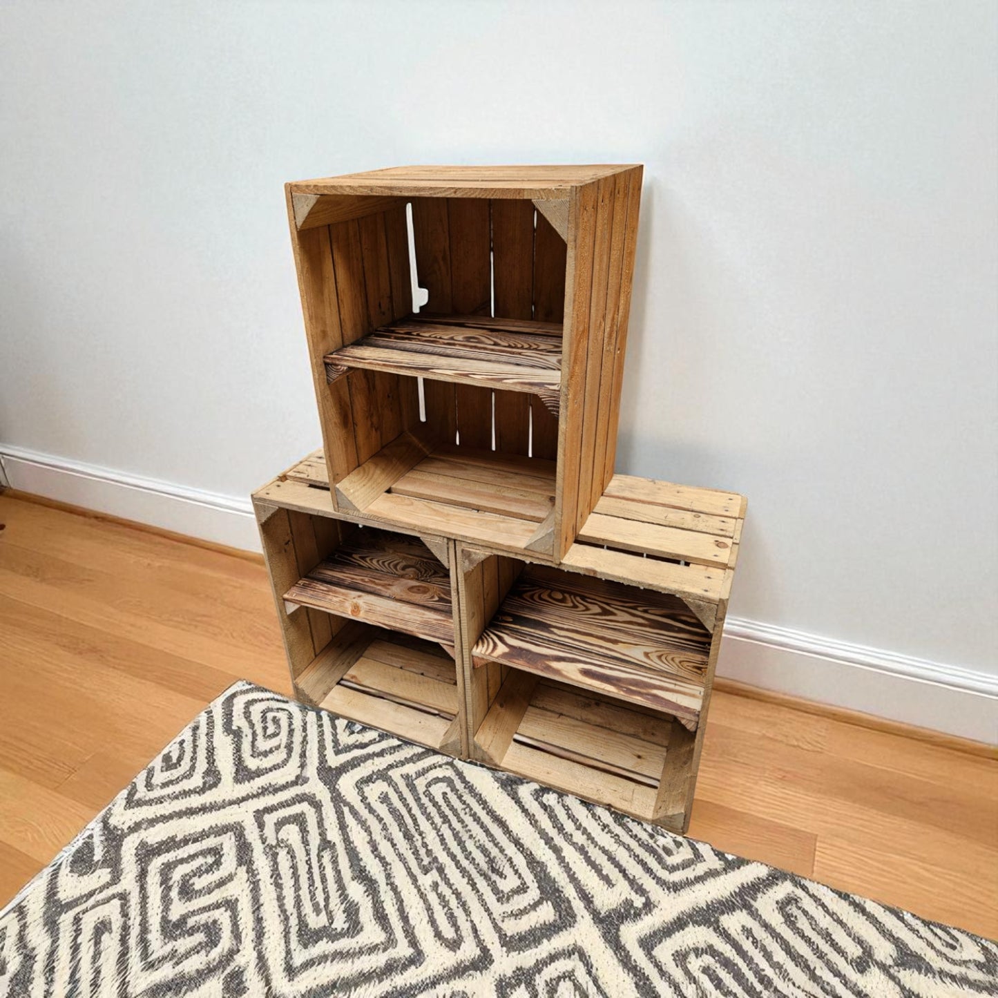 Holzkisten Vintage 3er Set 50 x 40 x 30cm Ablage kurz