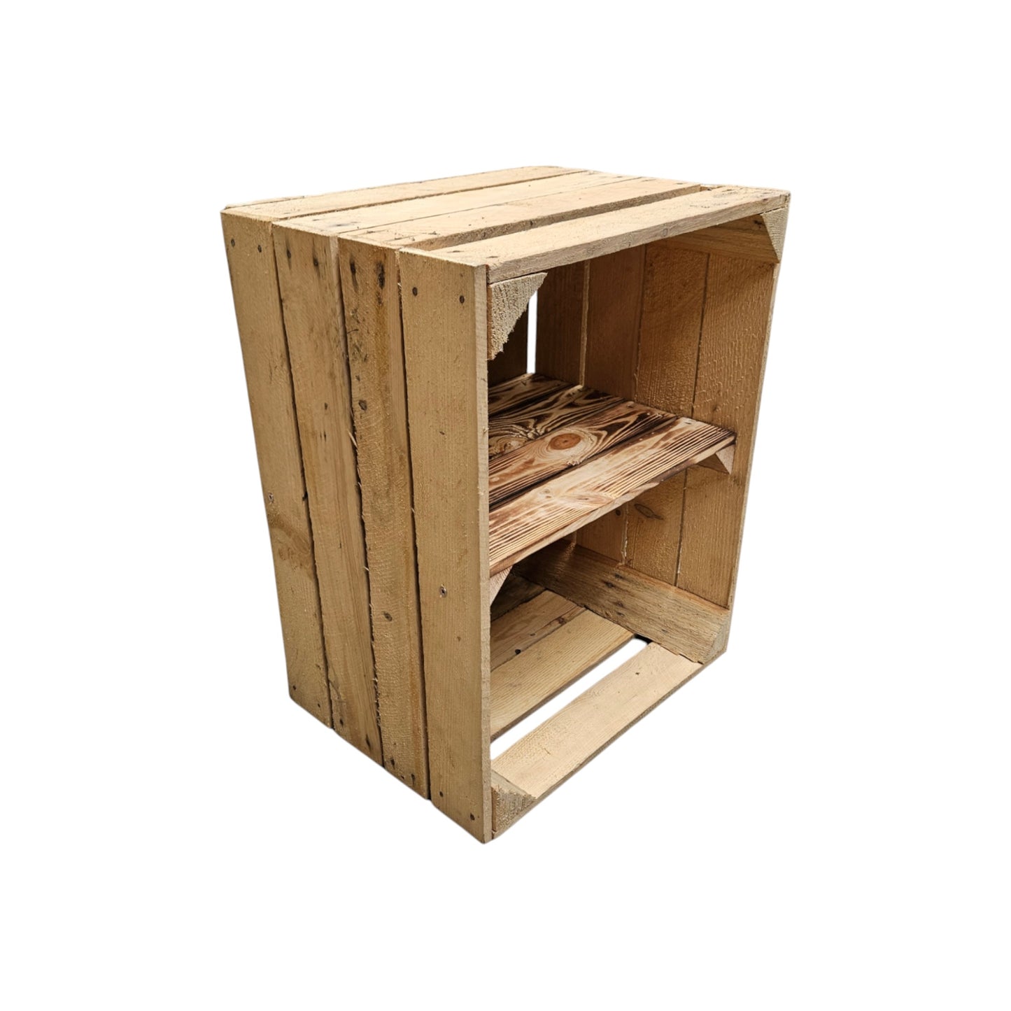 Obstkiste Vintage Natur mit Zwischenbrett 50 x 40 x 30cm