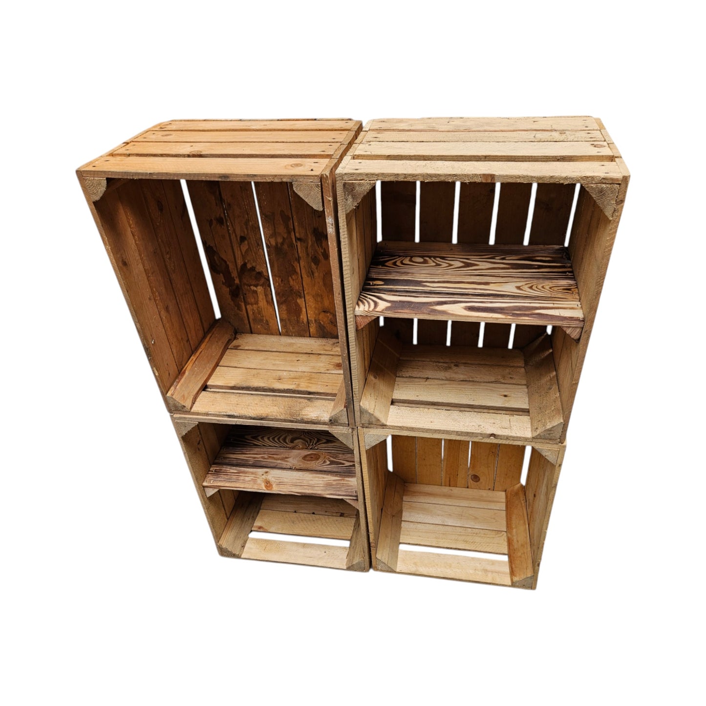 Lot de 4 caisses à fruits 50 x 40 x 30 cm avec étagère courte installée