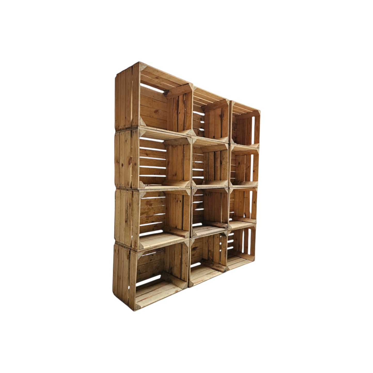 Holzkisten 12er Set 50 x 40 x 30cm Vintage Natur massiv und stabil