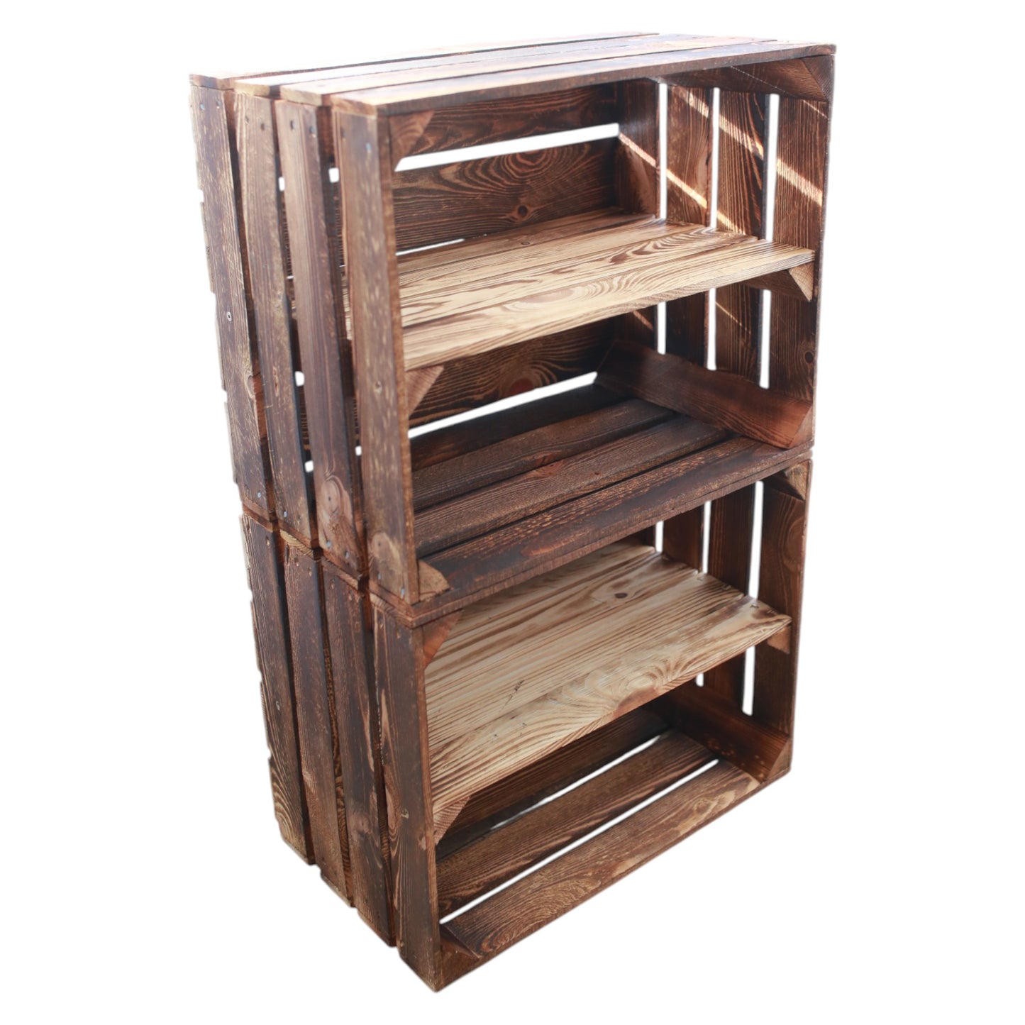Holzkisten mit Regalfach Lang 50 x 40 x 30cm Geflammt Vintage