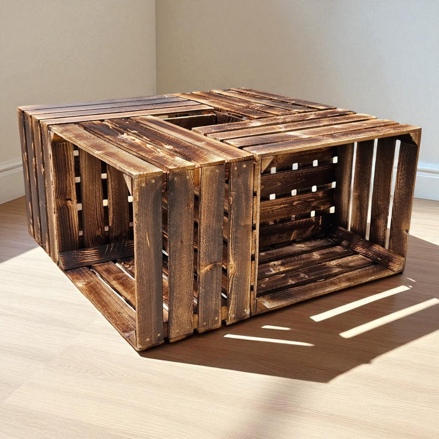 Holzkisten 4er Set Vintage Geflammt 50 x 40 x 30cm