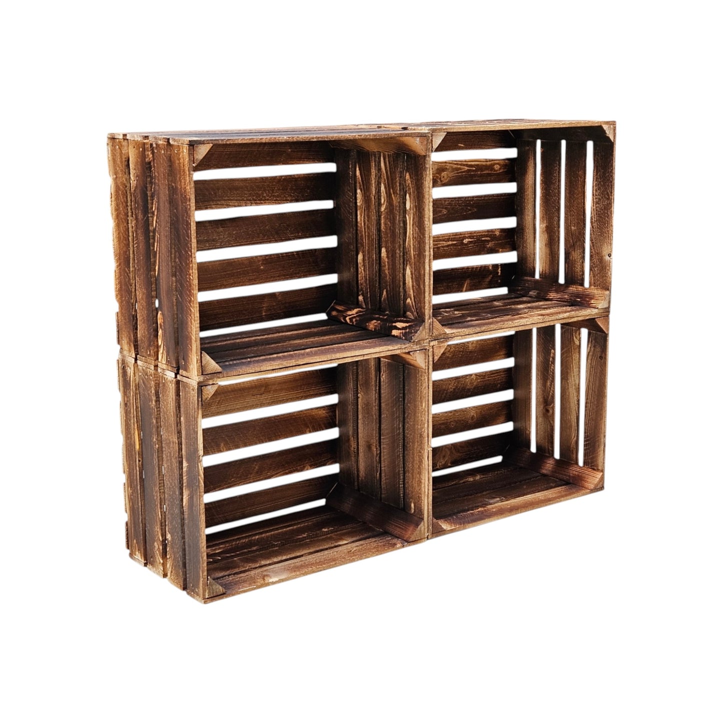 Holzkisten 4er Set Vintage Geflammt 50 x 40 x 30cm