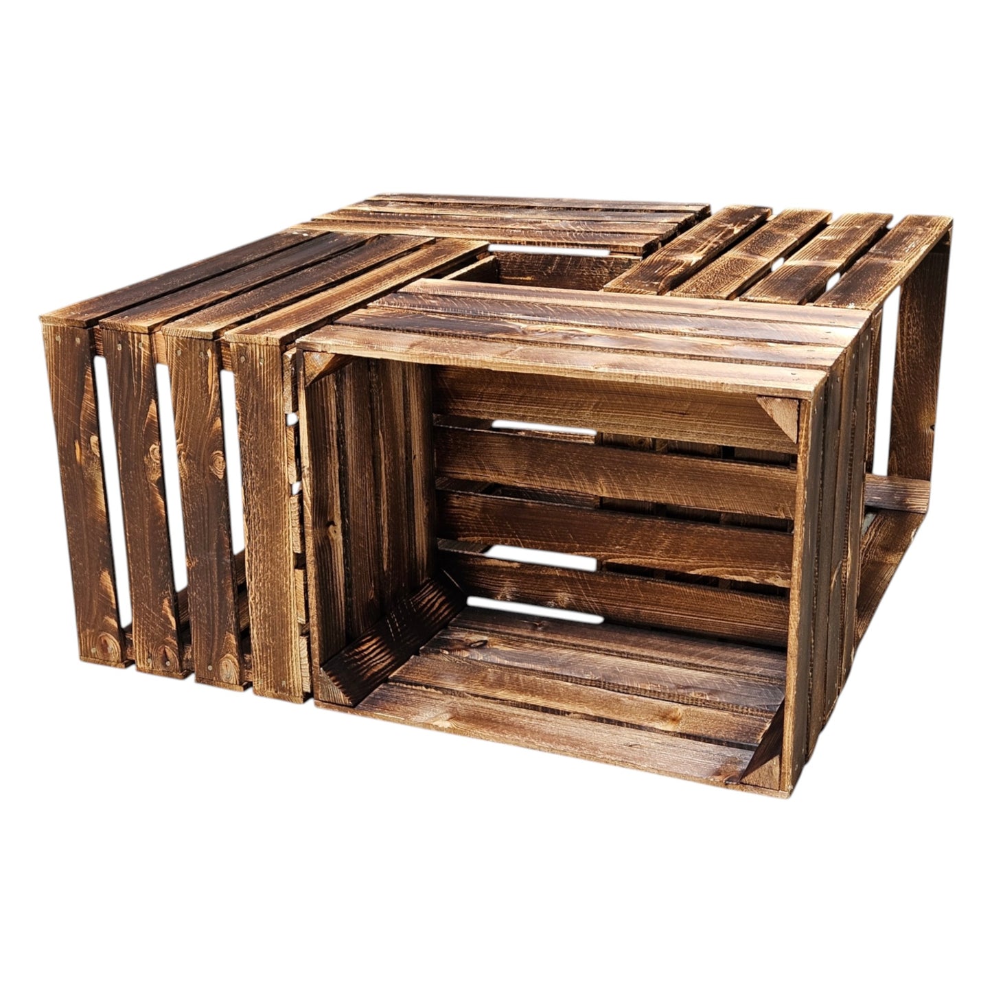 Holzkisten 4er Set Vintage Geflammt 50 x 40 x 30cm