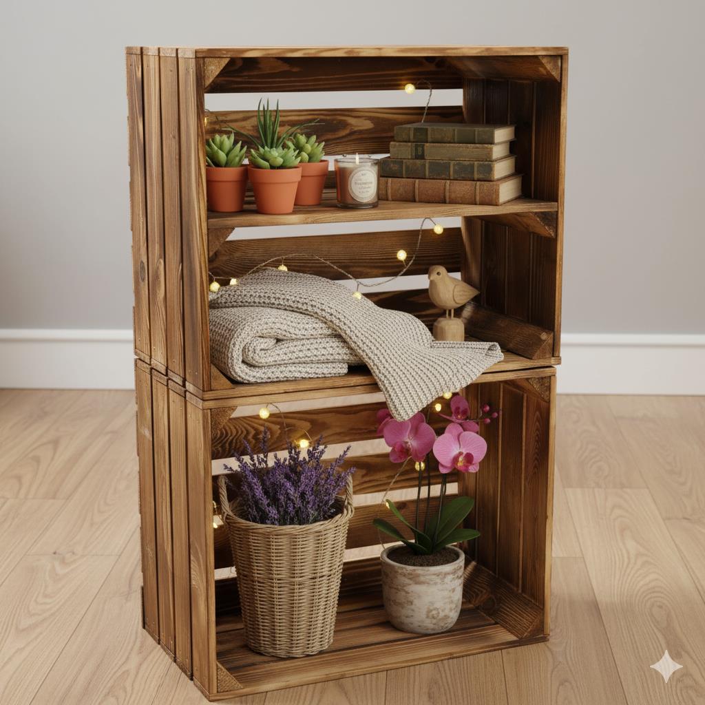 Coffret en bois 50x40x30cm Fond flammé Long