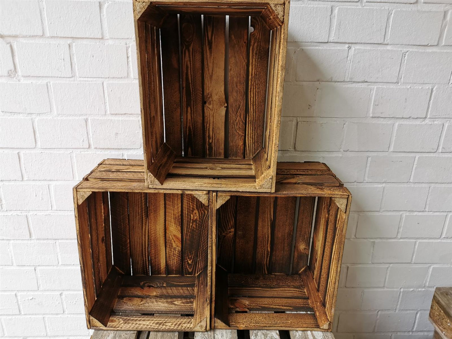 Obstkiste Weinkiste Holzkiste vintage geflammt 50x40x30 cm im 12er SET