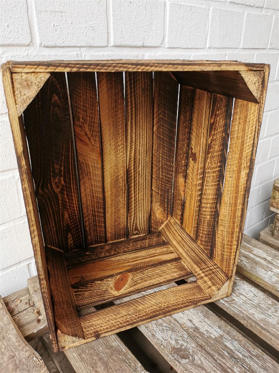 Obstkiste Weinkiste Holzkiste vintage geflammt 50x40x30 cm im 12er SET