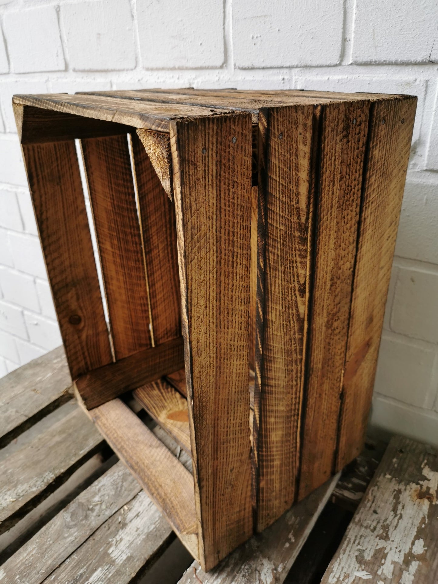 Obstkiste Weinkiste Holzkiste vintage geflammt 50x40x30 cm im 12er SET