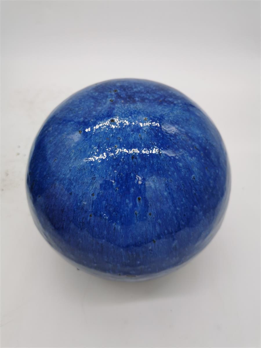 Gartenkugel Rosenkugel Keramik 20cm Royal Blau glasiert
