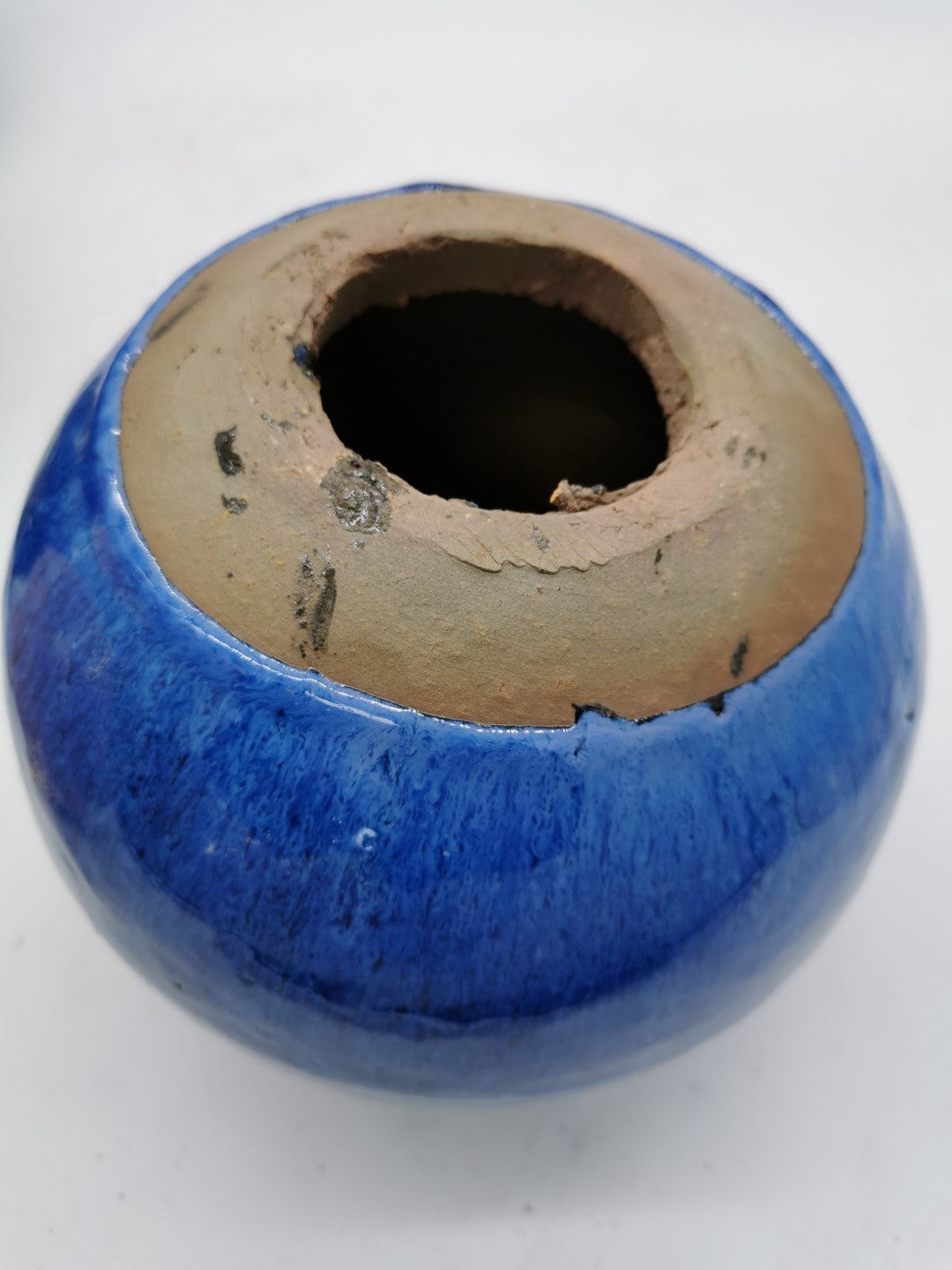 Gartenkugel Rosenkugel Keramik 28cm Royal Blau glasiert