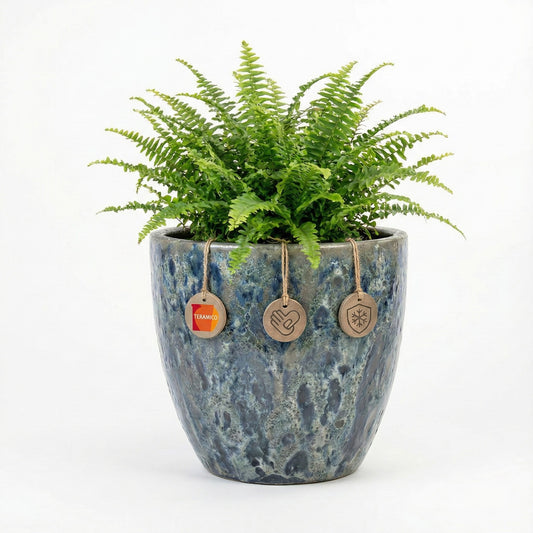 Pflanzgefäß Keramik "EGG-POT" Lava Blau - Ø 21 - 38cm Frostfest