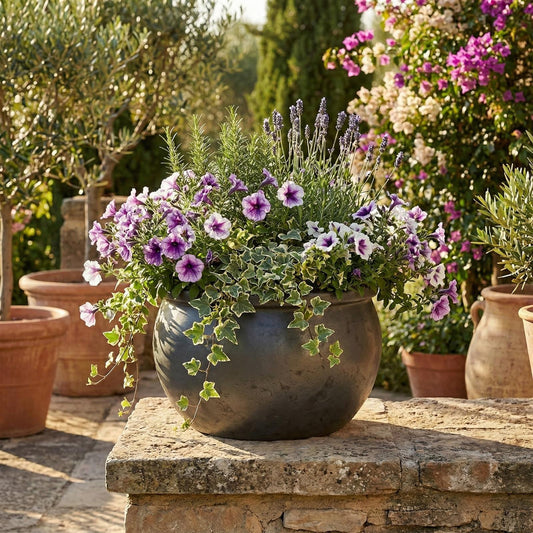 Pflanzgefäß Keramik "Bavaria" Anthrazit – Ø 24 - 46 cm Frostfest