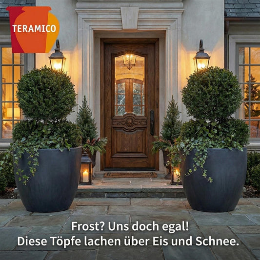 4er-Set Egg Pot Anthrazit Ø 48 cm – Keramik-Pflanzkübel, 2. Wahl
