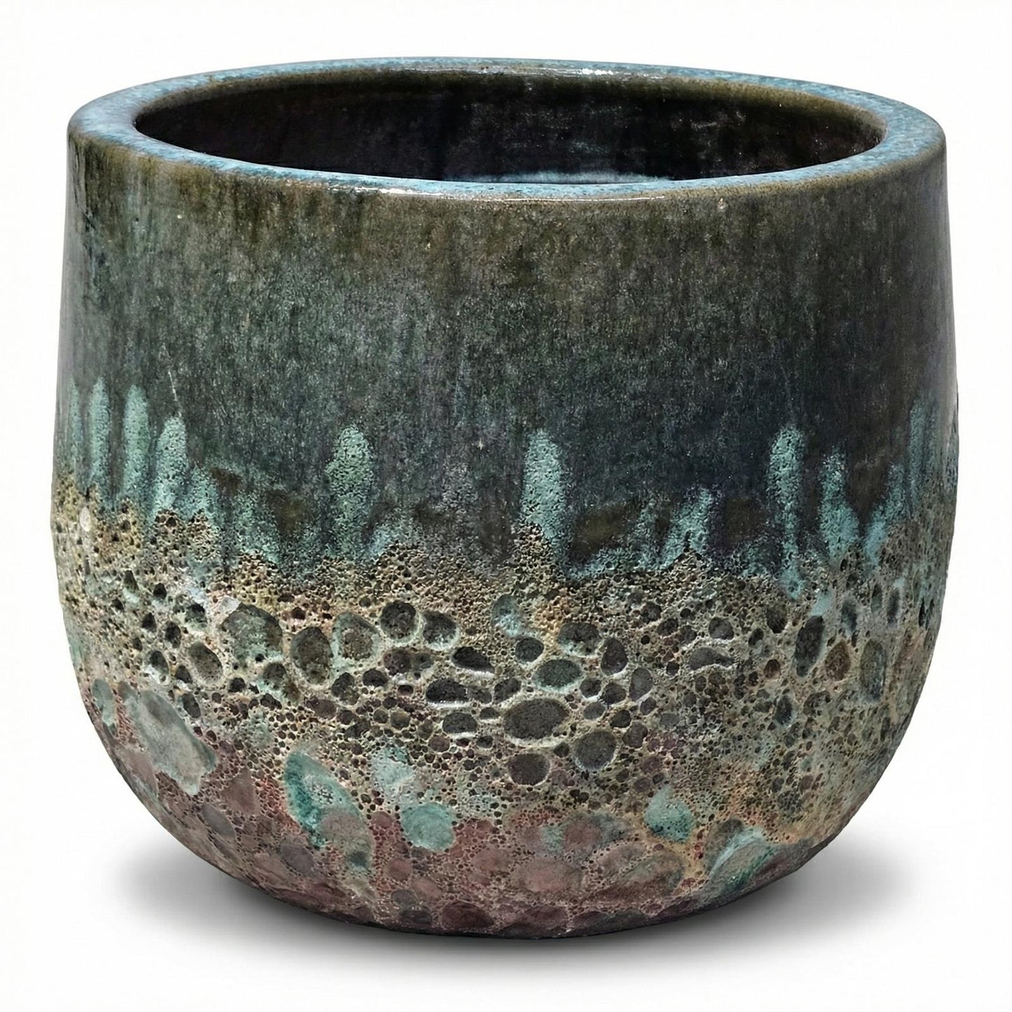 Pflanzgefäß "Brooklyn" Grün – Ø 20 bis 38 cm – Geätzte Struktur-Oberfläche