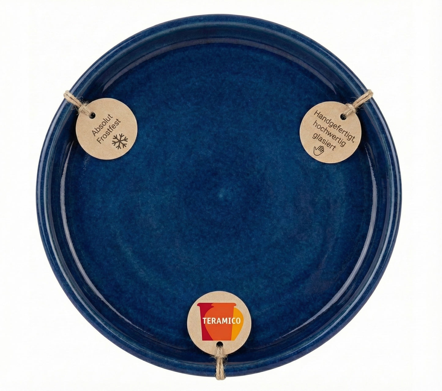 Keramik Untersetzer Royal Blau 32cm - Großer wasserdichter Teller für Blumentöpfe glänzend