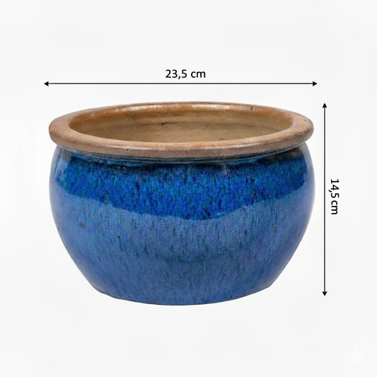 Keramik Pflanzschale "Bavaria" Royal Blau mit Rand – Wählbare Größen