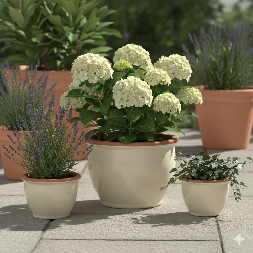 Blumentopf Pflanzgefäß aus Keramik Modell "Roma" 18cm Creme