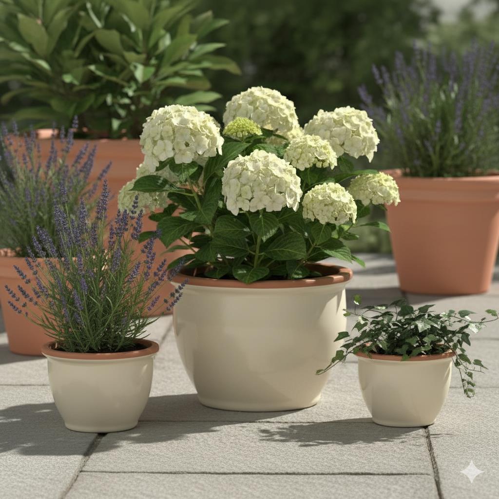 Blumentopf Pflanzgefäß aus Keramik Modell "Roma" 24cm Creme