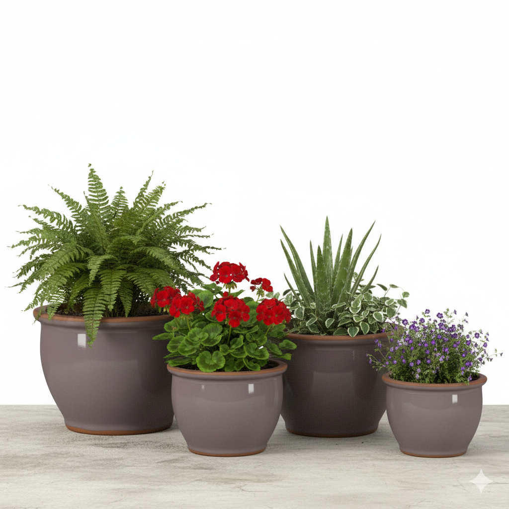 Blumentopf Pflanzgefäß aus Keramik Modell "Roma" 18cm Lavendel