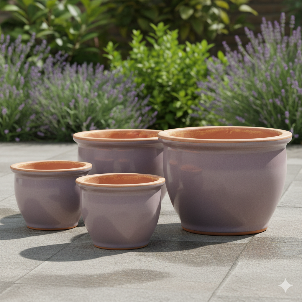 Blumentopf Pflanzgefäß aus Keramik Modell "Roma" 18cm Lavendel