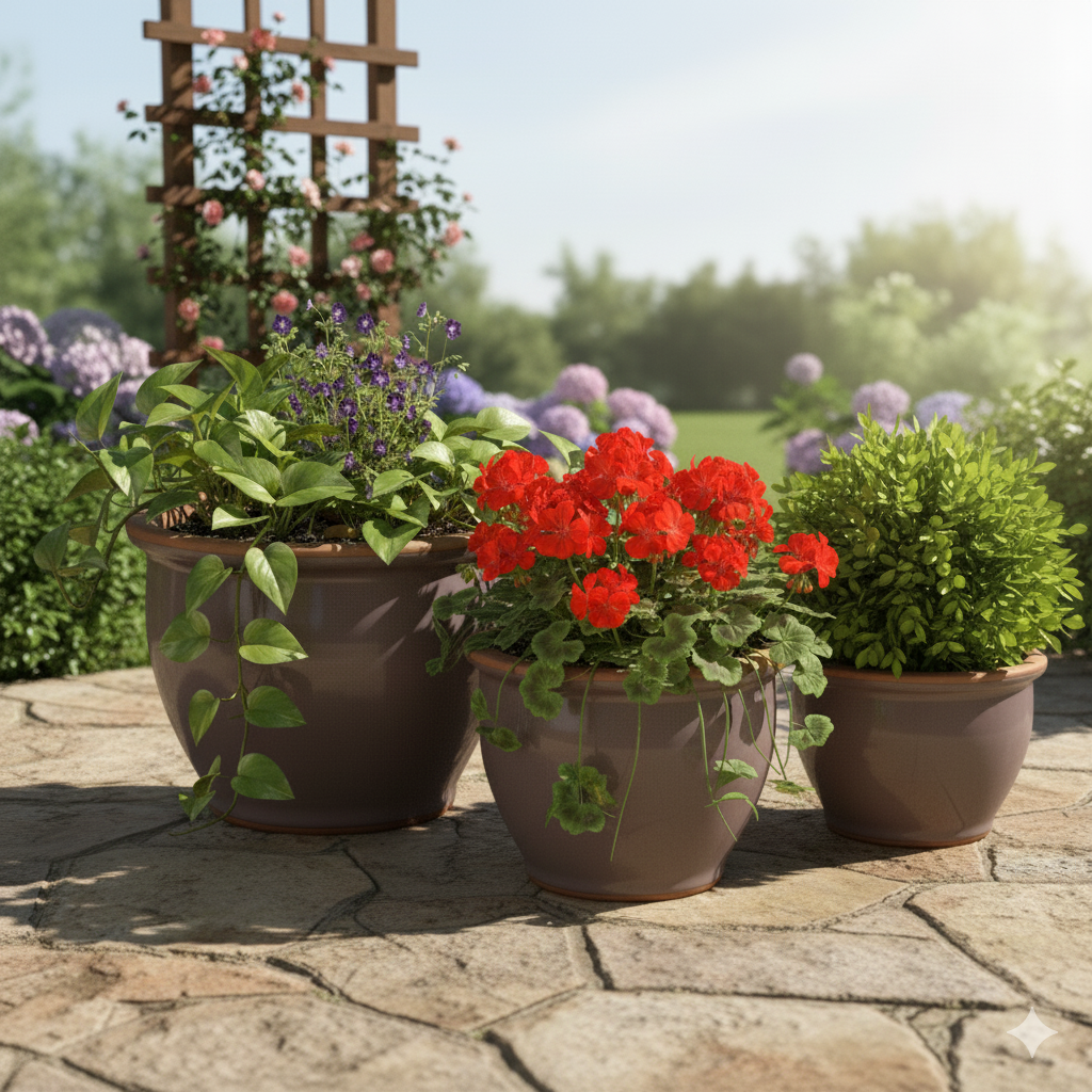 Blumentopf Pflanzgefäß aus Keramik Modell "Roma" 18cm Lavendel